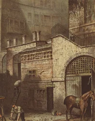 Budynki i schody, dół Salisbury Street, Adelphi, Strand (chromolitho)
