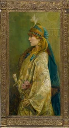Portret Sarah Bernhardt jako Roxanny w „Adrienne Lecouvreur” autorstwa Robertsona, Walforda Grahama (1867-1948). Olej na płótnie, format : 122x61