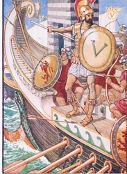 Stał się celem dla każdej strzały, ilustracja z The Story of Greece, lata 30. XX wieku
