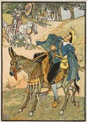 Bogate zwycięstwo w hełmie Mambrino, ilustracja z „Don Kichota z Manchy” powtórzonej przez sędziego Parry