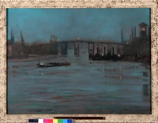 Nokturn, Battersea Old Bridge, Londyn (olej na płótnie)