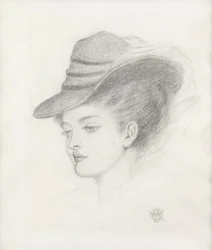 Emily Renshaw, żona artysty (ołówek na papierze)