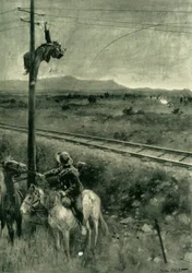 „Burowie przyłapani na akcie przecinania przewodów telegraficznych”, 1902 r