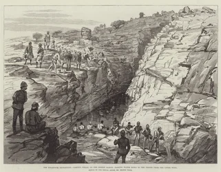 Wyprawa Chartum, Gakdul Wells, na pustynnym marszu, przekazując Wodę żołnierzom z górnej studni