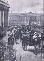 Wizyta księcia i księżnej Yorku w Dublinie, ilustracja z Cassells History of England, 1900