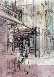 Sklep w Dieppe, ok. 1907 (tusz, kolorowy pastel i akwarela na papierze)