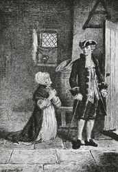 Elspeth i Lord Glenallan, ilustracja do Antiquary, powieść historyczna Waltera Scotta (1771-1832), rycina
