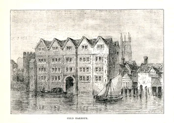 Zimny Port. Medieval Mansion House North Bank of Thames powyżej London Bridge, 1894 r