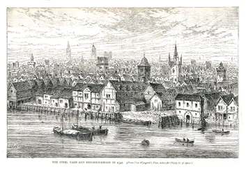 Iron Wharf i sąsiedztwo Steel Yard w 1540. Nad rzeką, 1878