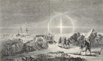 Pogrzeb na lodzie, efekt Paraseleny (Imitacja księżyców) 1859