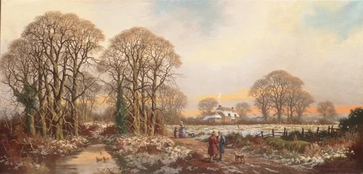 A Rustic Lane at Yuletide (olej na płótnie)