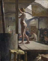 Life Class, Academie Julian - Walter Herbert Withers (1854-1914). olej na płótnie
