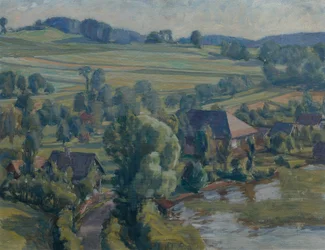 Krajobraz Attersee w pobliżu Unterbuchberg