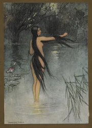 Tablica 29: „Kiedy wyszła z wody, jaka zmiana była w niej widoczna!”, z Folk-Tales of Bengal... Z 32 kolorowymi ilustracjami Warwicka Goble