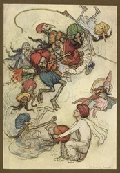 Tablica 4: „Zamiast słodyczy o dziesiątki demonów”. Folk-Tales of Bengal ... Z 32 kolorowymi ilustracjami Warwicka Goble