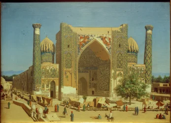 Shir-Dor Medrese na placu Registan w Samarkandzie