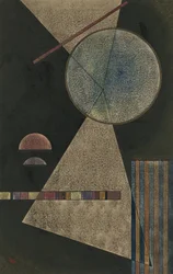 ""Point de rendezvous"" (Punkt spotkania) Akwarela i gwasz autorstwa Wassily Kandinsky (lub Wassily Kandinski lub Kandinskij