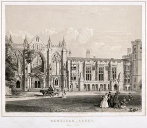 Zachodni aspekt opactwa Newstead, Nottinghamshire, c1860