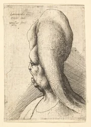Popiersie zdeformowanej staruszki z jednym zębem, zwróconej w lewo, 1665.