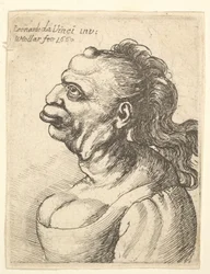Popiersie kobiety w wydekoltowanej sukience, z wystającą wargą, narośl na czole, prom..., 1660.
