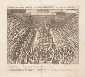 Wizerunek sesji parlamentu londyńskiego z wyroku hrabiego Stafford, ok. 1642 r.