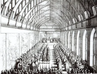 Uczta Podwiązkowa w Sali Św. Jerzego w Windsorze w czasach Karola II, 1672 r.