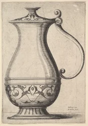 Dzbanek z arabeskami na podstawie, 1625-77.