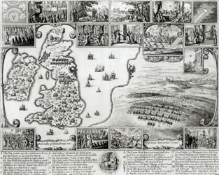 Mapa Anglii z czasów wojny secesyjnej i widok Pragi, 1632 r