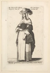 Czołowa kobieta z Antwerpii, udomowiona szlachcianka z Antwerpii w stroju domowym..., 1625-77.