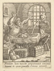 Skąpiec, z Tańca śmierci, 1651.
