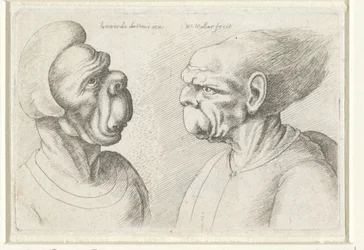 Dwie zdeformowane głowy Varie figurae et probae (tytuł serii) Karykatury, głowy i deformacje wg Leonarda da Vinci (tytuł serii)