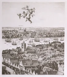 Widok Londynu, opublikowano 1647 (kopia faksymile) (szczegół)