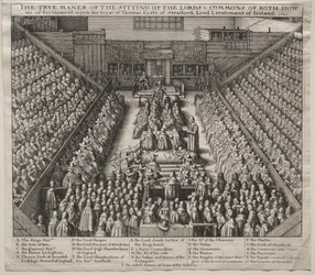 Westminster Hall, wnętrze, z procesem hrabiego Strafford