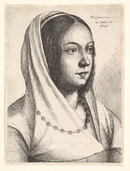 Młoda kobieta z szalikiem na głowie, według Bonsignori, 1645.