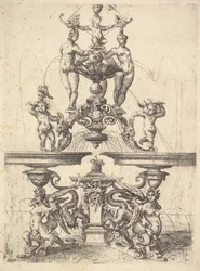 Projekt fontanny, tablica 119 z Architectura Dietterlina, 1598.