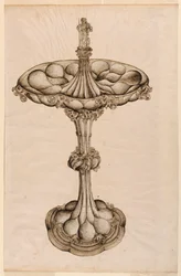 Rysunek, srebrny element centralny, 1498