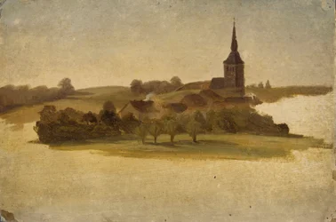 Widok w kierunku kościoła w Erkrath, studium
