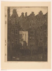 Domy przy Voorstraathaven w Dordrecht Kanał, Dordrecht (tytuł oryginalny) Stare domy, Dordrecht (tytuł na obiekcie)