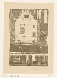 Domy przeciw Sint-Bavokerk na Oude Groenmarkt w Haarlemie St. Bavo, Haarlem (tytuł oryginalny)