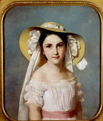 Portret panny Emily Leo. Portret młodej dziewczyny. Malarstwo Whilem Lehmann (1819-1905)