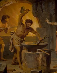 Sigurd idzie do krasnoluda Mima, z Sagi Sigurd, Lower Hall, ok. 1882-83 (mural)