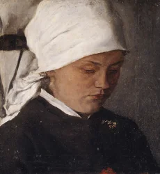 Wiejska dziewczyna w białej chuście na głowie, 1885