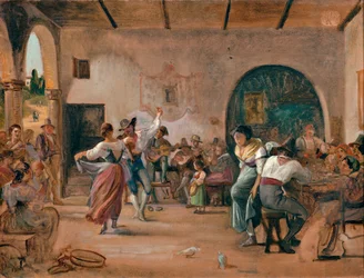 Taniec w osterii, ok. 1860 (olej na karcie)