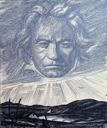 A Tribute to the Genius of Beethoven, ilustracja z magazynu „Simplicissimus”, Monachium 1920 (litografia)