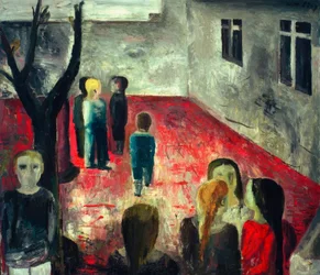 Dziedziniec szkolny przed 1930 r.