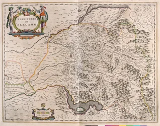 Bergamo, Włochy, w "Theatrum Orbis Terrarum, sive Atlas Novus" Willema Blaeu, Amsterdam