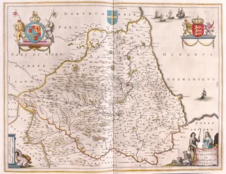 Bishoprike of Durham, w "Theatrum Orbis Terrarum, sive Atlas Novus" Willema Blaeu, Amsterdam