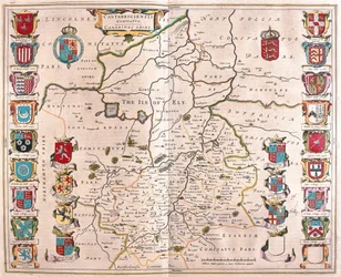 Cambridge shire, w "Theatrum Orbis Terrarum, sive Atlas Novus" Willema Blaeu, Amsterdam