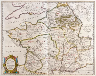 Kraje starożytnej Francji, w "Theatrum Orbis Terrarum, sive Atlas Novus" Willema Blaeu, Amsterdam