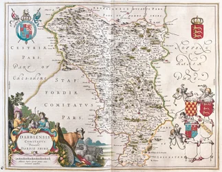 Darbieshire, w "Theatrum Orbis Terrarum, sive Atlas Novus" Willema Blaeu, Amsterdam